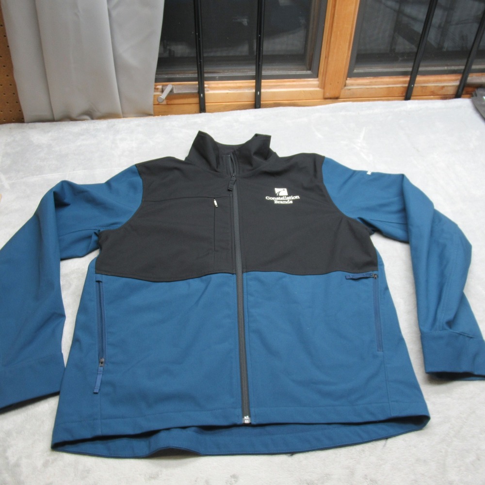 North Face Jacket Men Large Blue Soft Shell Castle Rock Water Repellant Zip LOGO